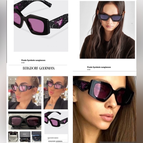 PRADA COLORFUL COLLECTION WITH THE ICONIC TRIANGLE LOGO VIOLET MIRROR LENS - Picture 14 of 16